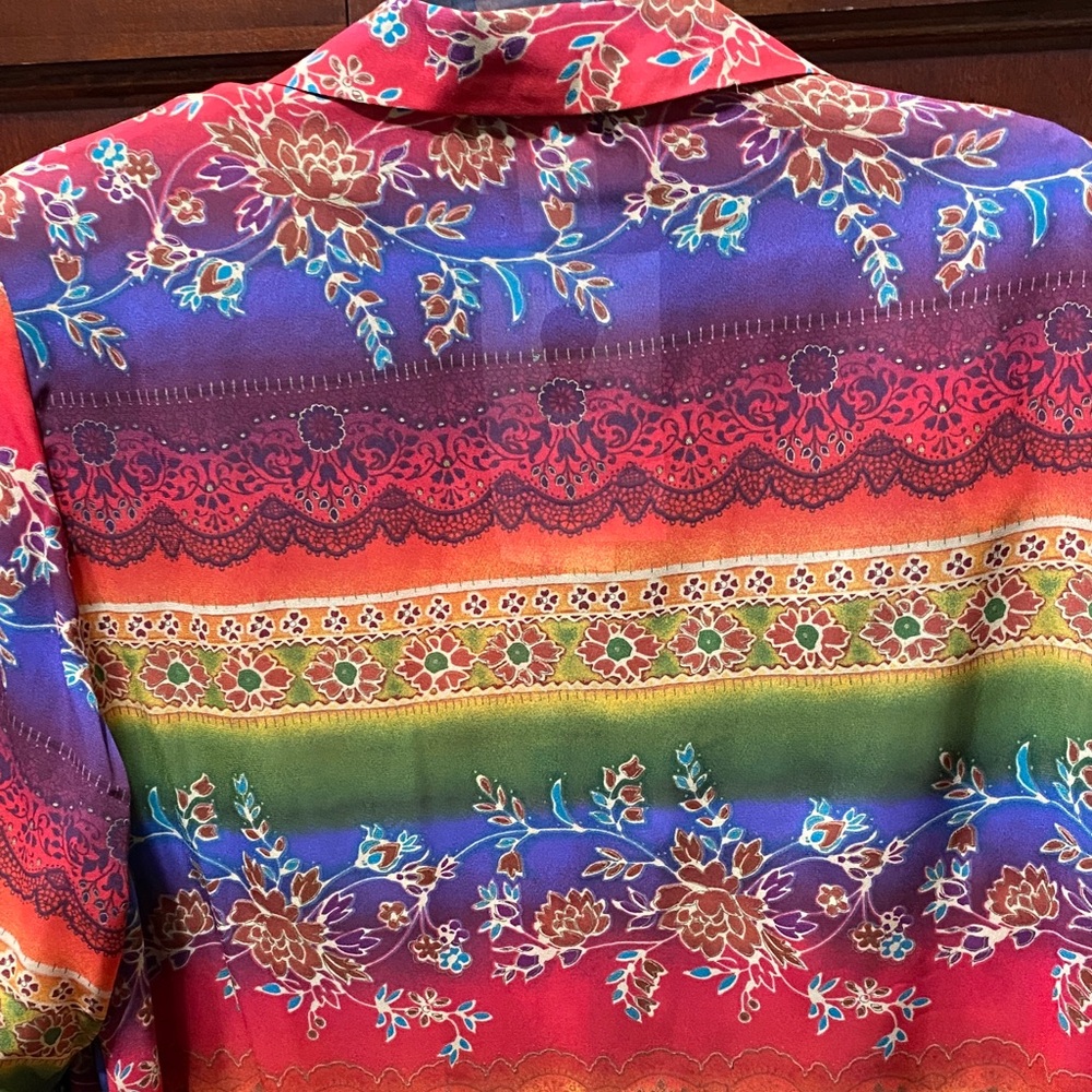 Delta Burke Multicolor Floral vintage button up women’s Blouse - Picture 8 of 16